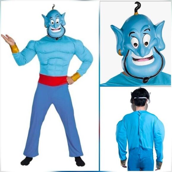 🩵Disney Aladdin Genie Muscle Costume Adult XLarge - Picture 1 of 11